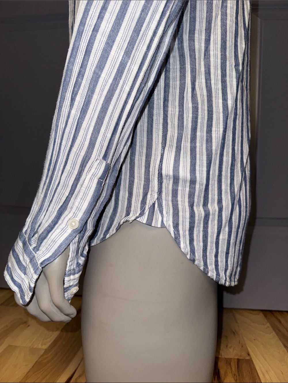Lucky Brand Striped Button-Up Women’s Shirt in Blue and White - Picture 7 of 8